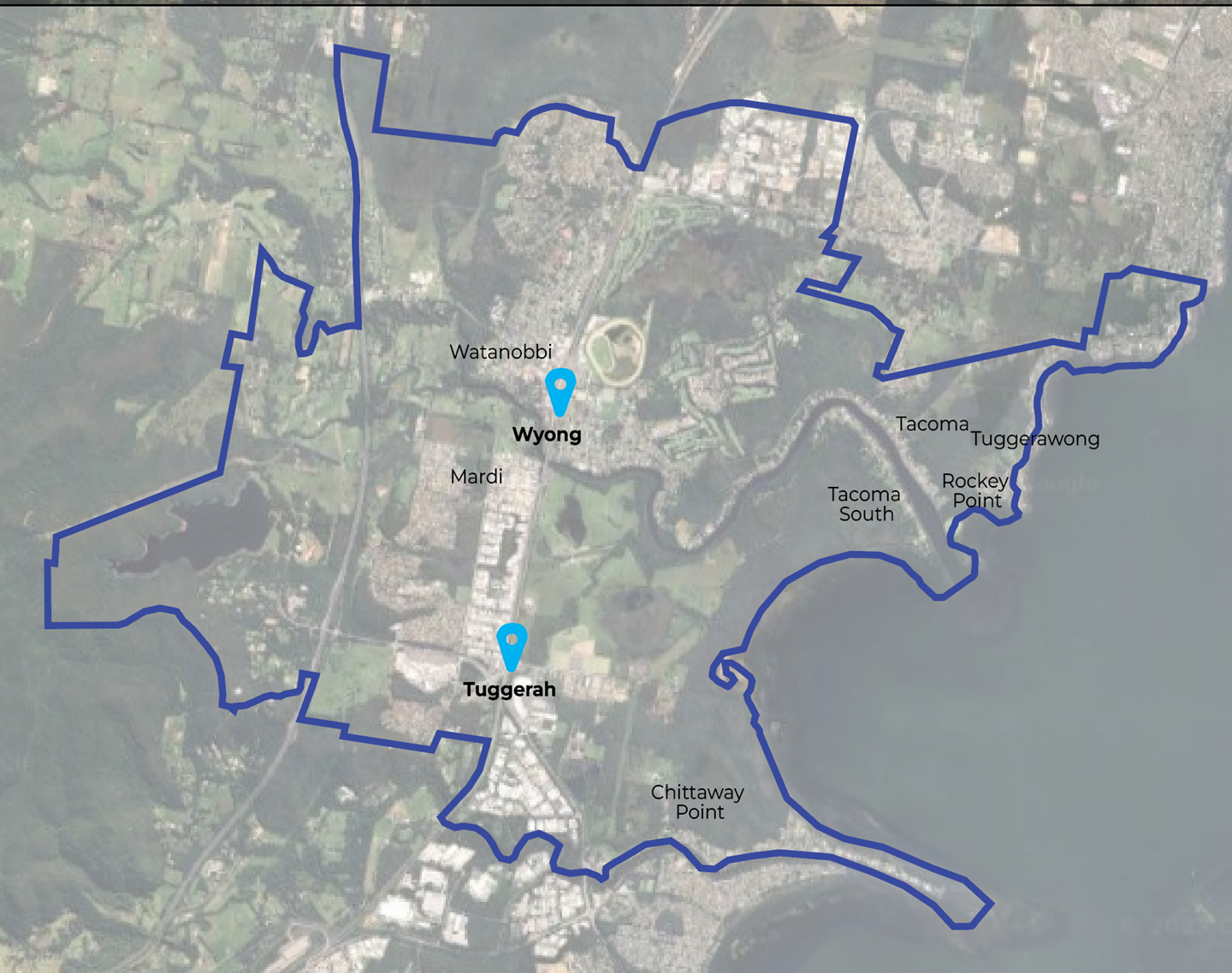 Figure 1: Boundaries of Wyong District Place Plan