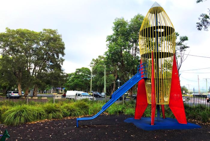 Rocket ship in Lions Park Long Jetty