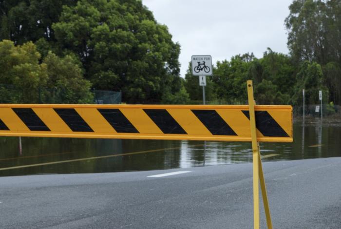 Photo of road closure due to flooding