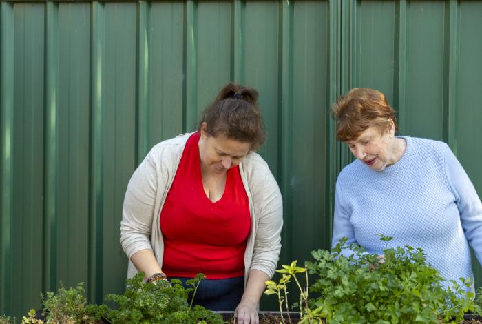 Community members gardening